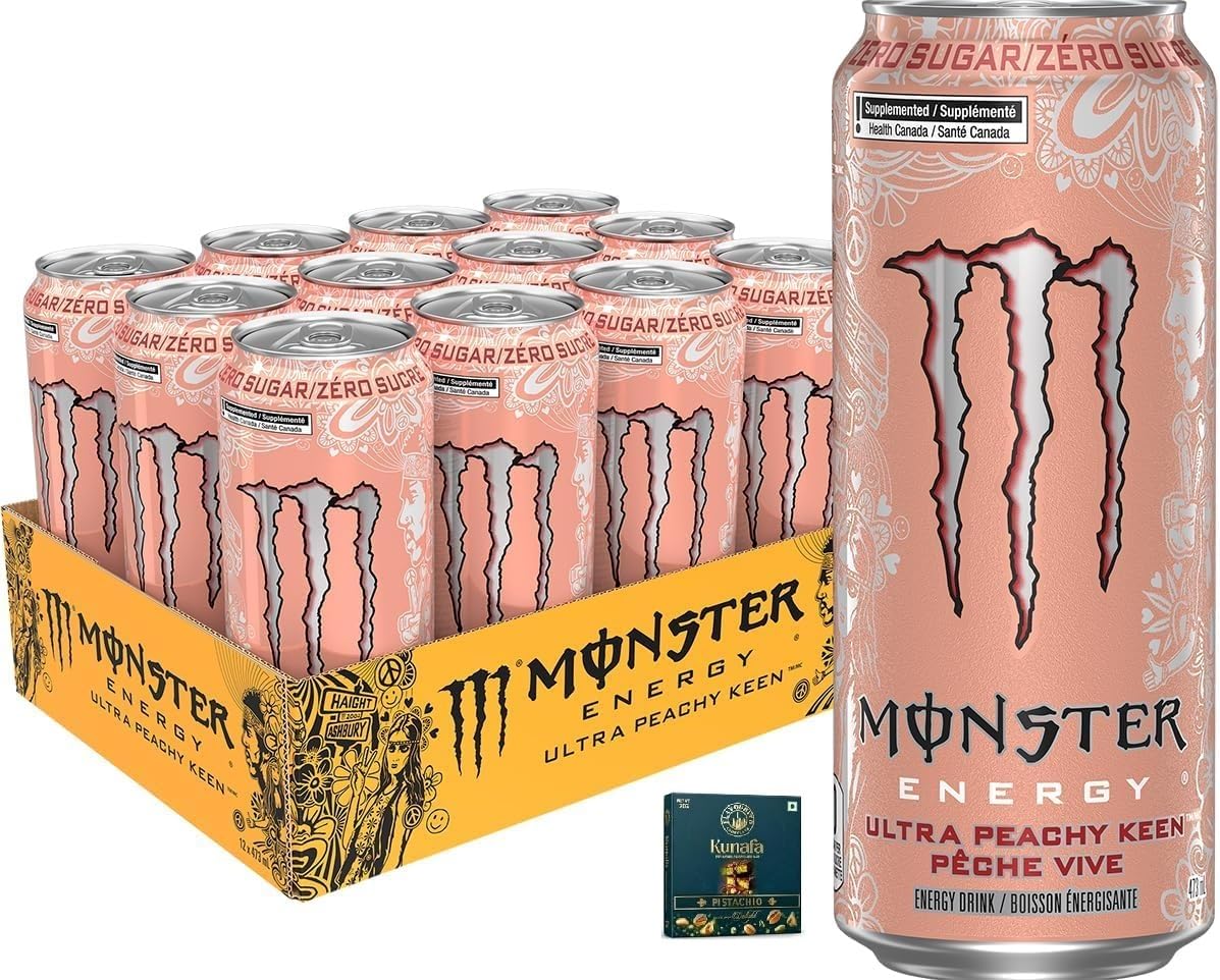 Monster Ultra Peachy Keen, Zero-Sugar, Low-calorie Energy Drink with a Refreshing, DECADENT Light Peach Flavor Each 500ml X Pack Of 12 (From USA)-image-40