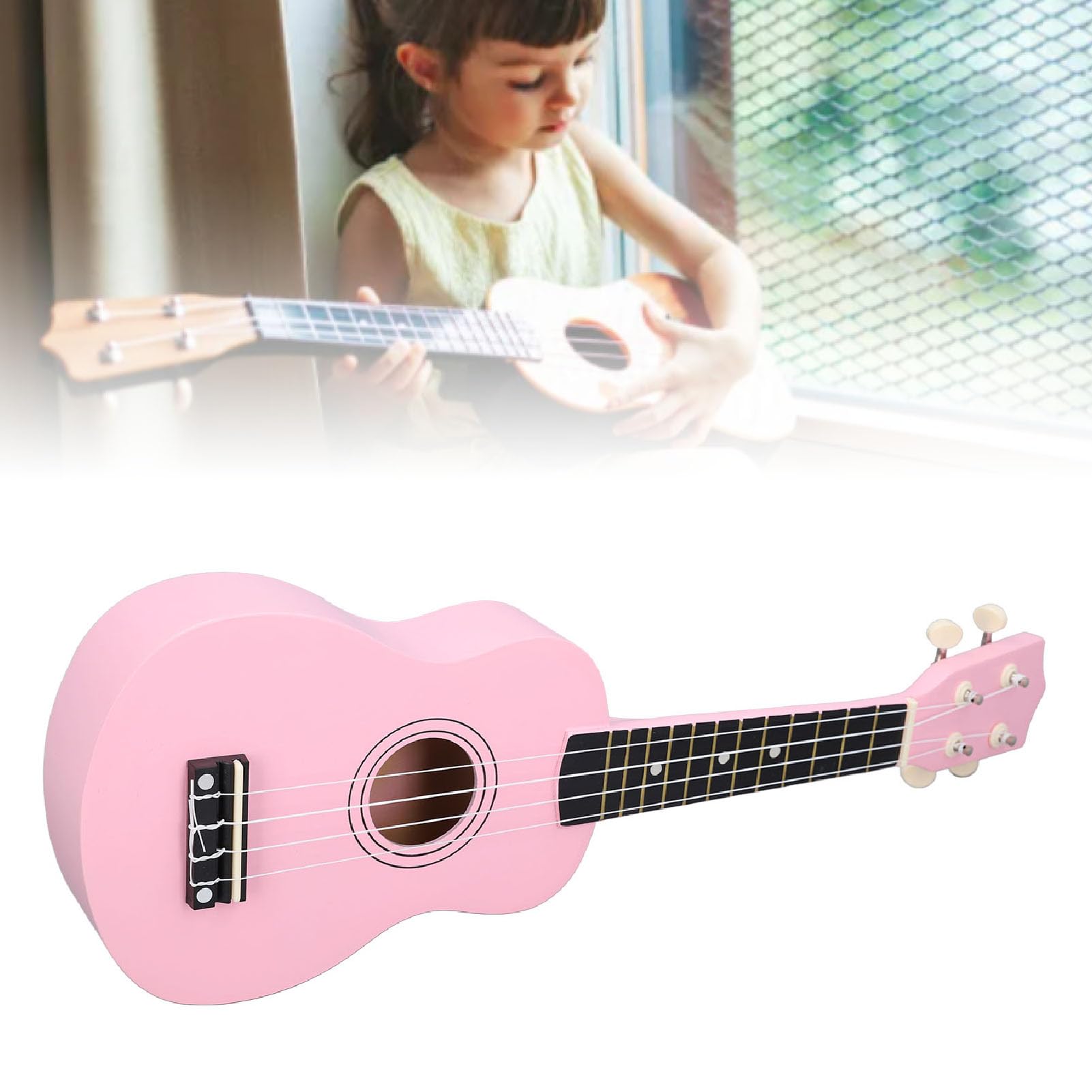 Ukulele per Bambini, Chitarra Ukulele Giocattolo per Bambini 4 Corde Costruzione Leggera e Portatile in Legno, Eccellente qualità del Suono, Utile Idea Pratica per i Bambini