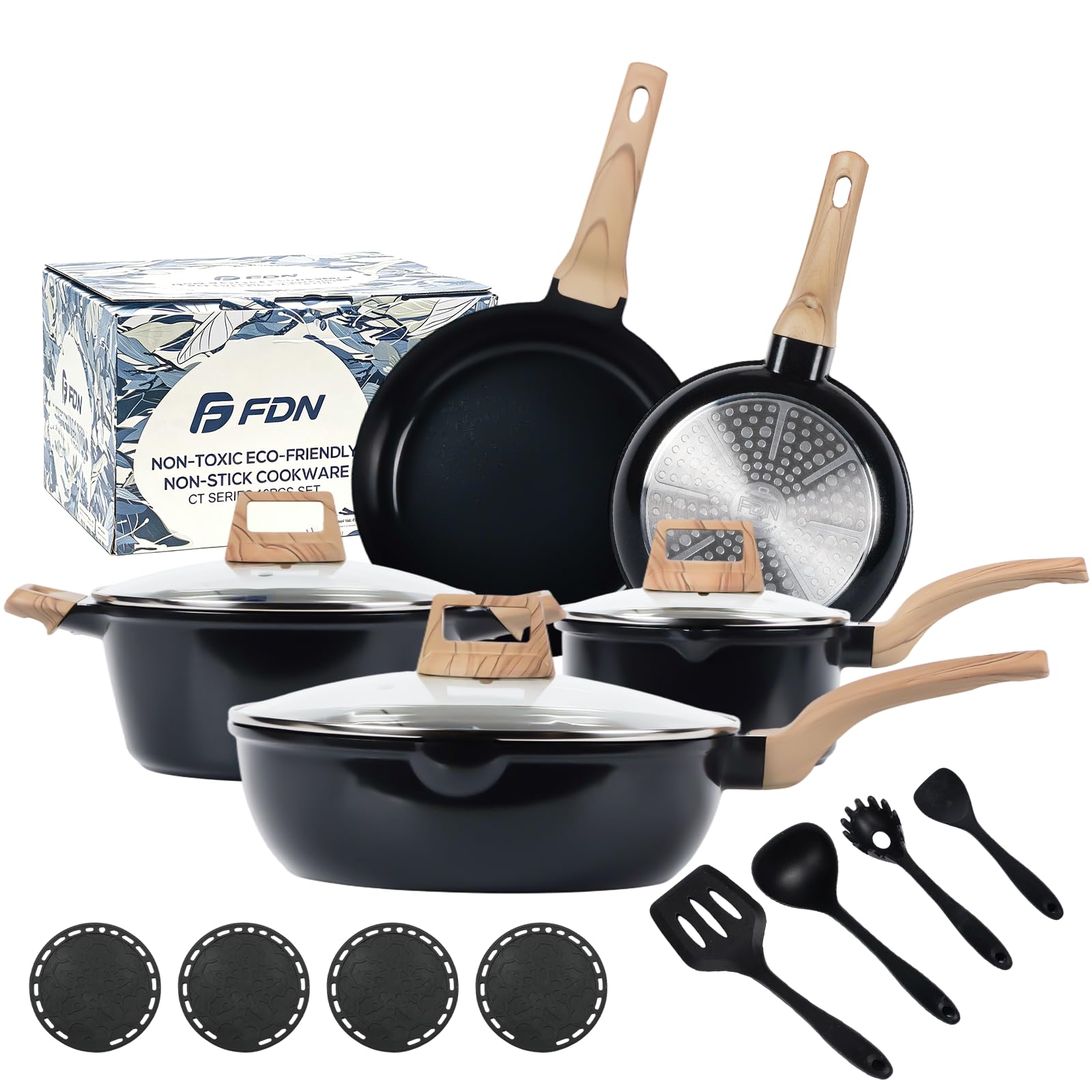 Amazon.com: FDN 16Pcs Titanium Pots and Pans Set,Toxic-Free