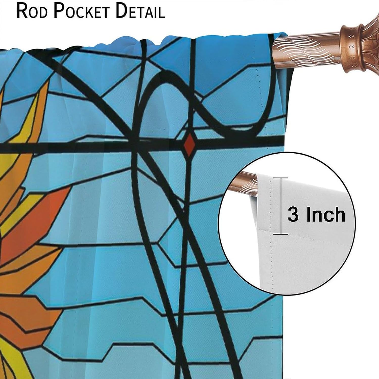 Vintage Style Blackout Window Curtains, Stained Glass Sunflowers Autumn Print Window Drapes, for Living Room Bedroom 21(W)*54(L) 2 Panels