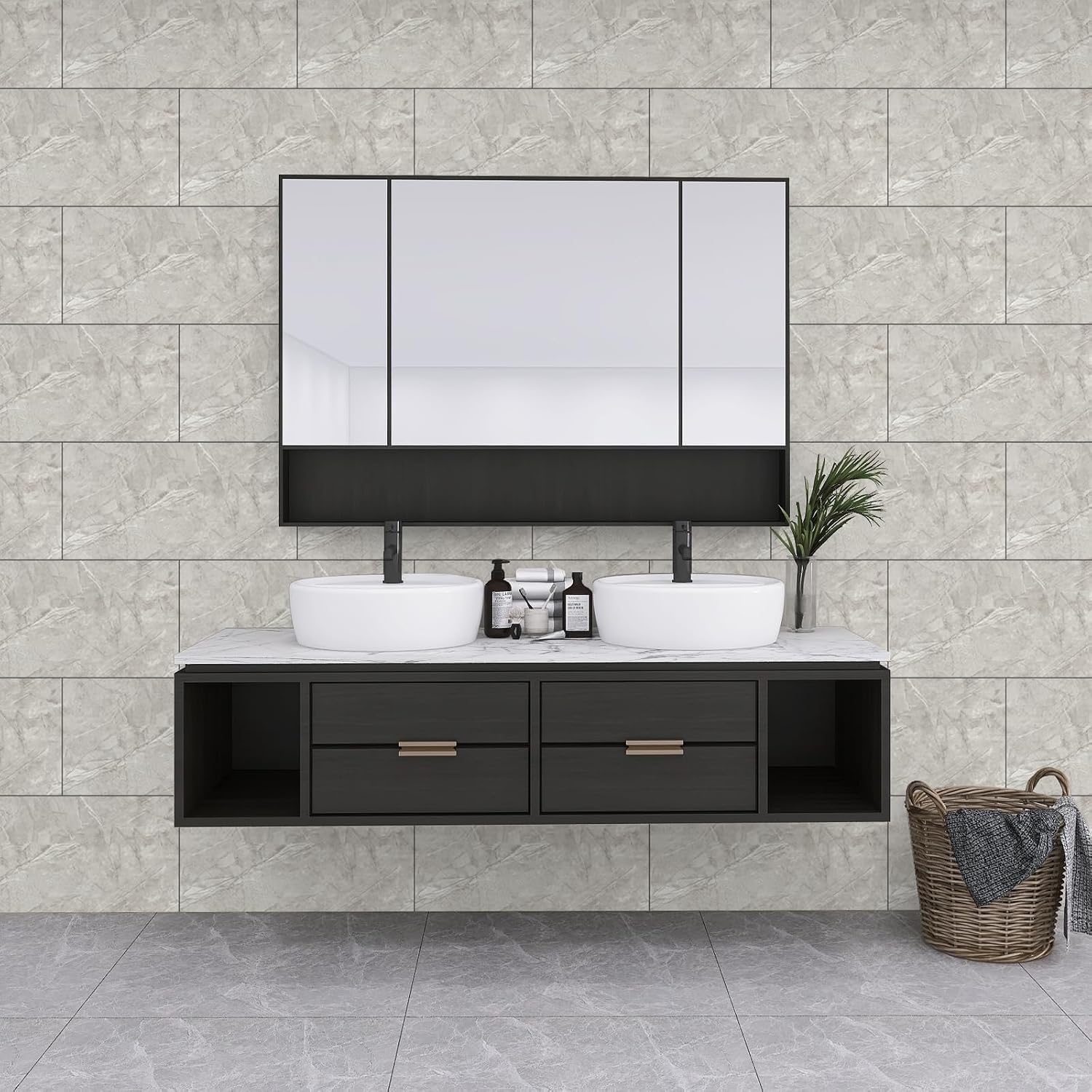 Rivestimento Murale Aspetto Marmo - 10x Pannello - Alternativa alle Piastrelle del Bagno/della Cucina,Grigio | Pannelli per Pareti Doccia, Pannelli per Pareti Posteriori della Cucina