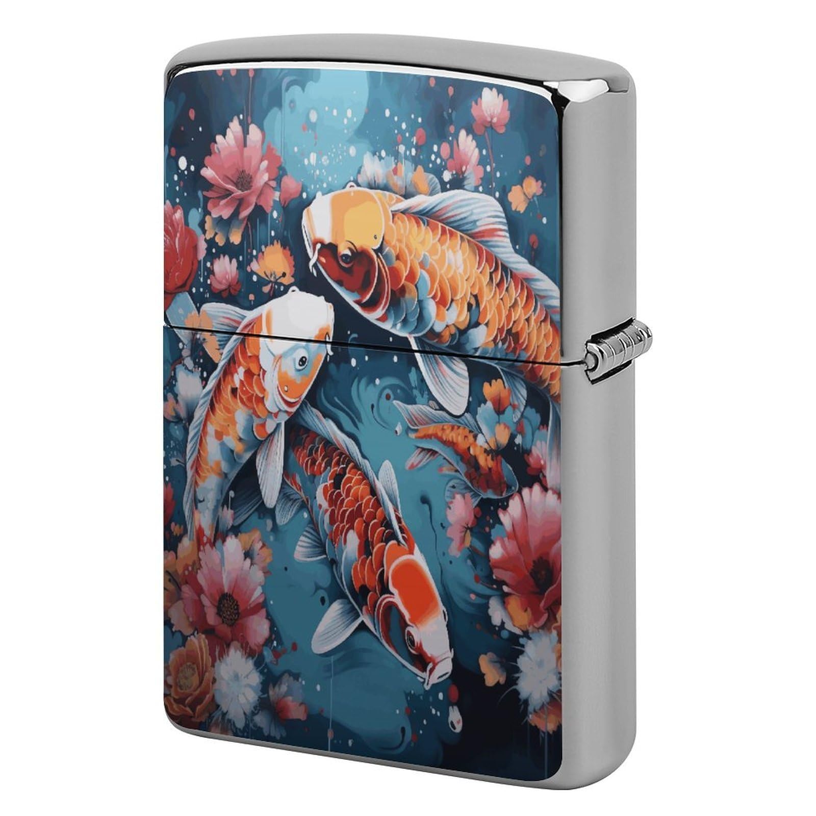 Btcowzrv Style Hand Drawn Fish Metal Lighter Case Sleeve Cover Holder