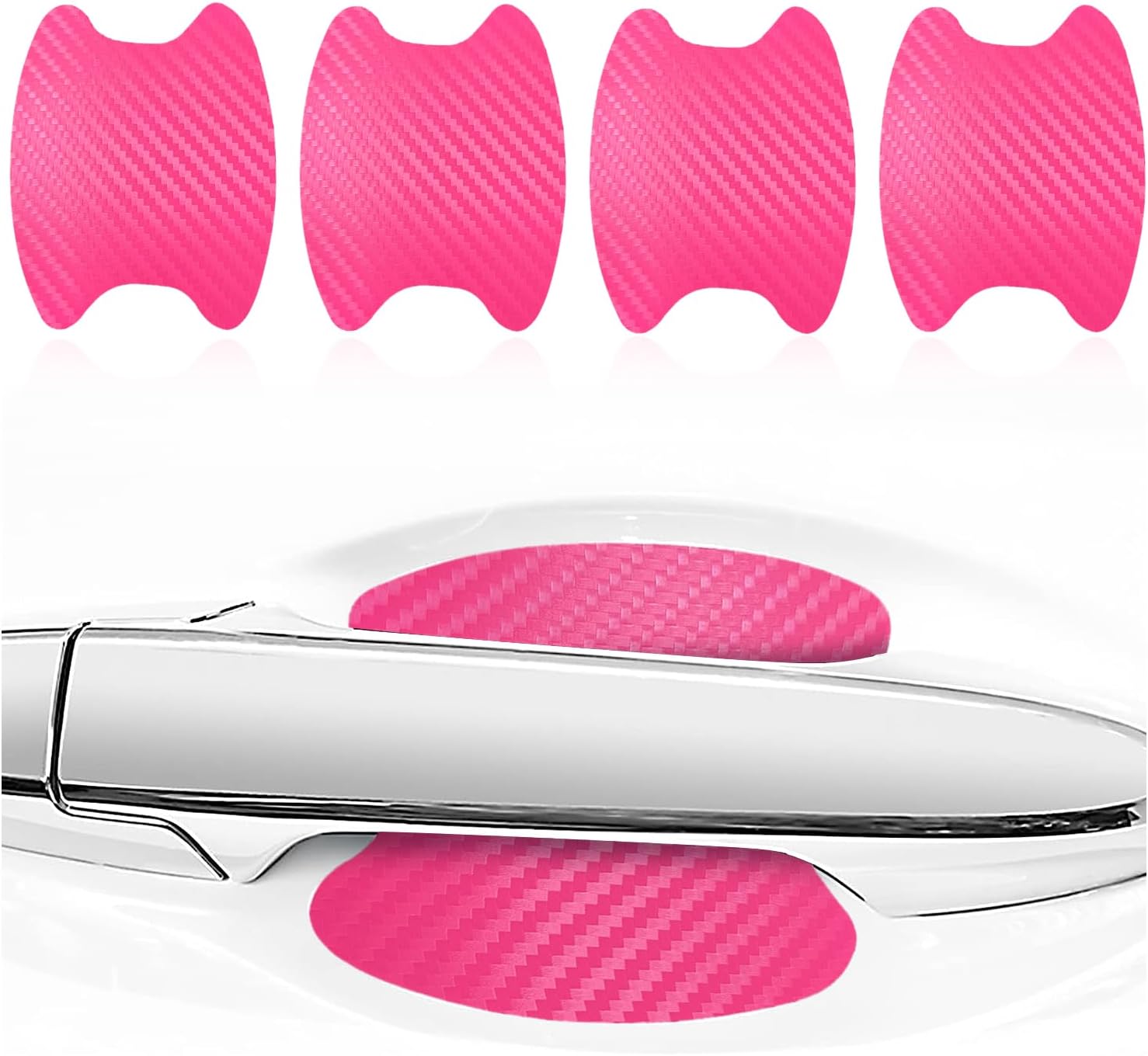 4 calcomanías para manija de puerta de automóvil, películas protectoras de fibra de carbono para manija lateral de puerta de automóvil, protector