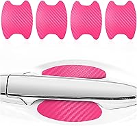 Vista 11 de Kewucn 4 calcomanías para manija de puerta de automóvil, películas protectoras de fibra de carbono para manija lateral de puerta, protector