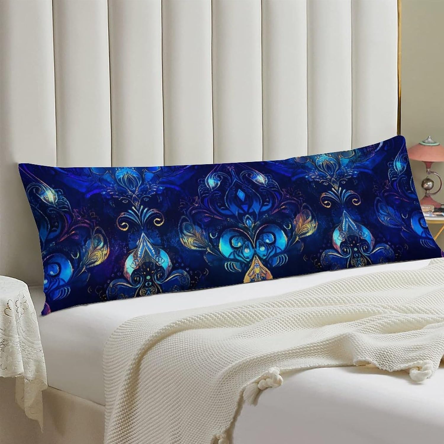 Blue Vintage Psychedelic Paisley Body Pillow Cover Long Cushion 18.9x53.1 Inch
