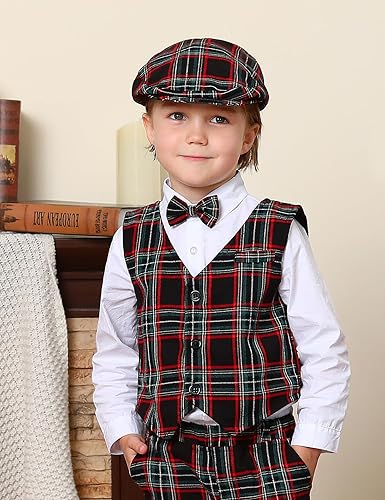 Miniatura 2 de A&J DESIGN Gorra de conductor para bebé, niño pequeño, 2 piezas, gorro de periódico y pajarita (3 meses a 8 años)