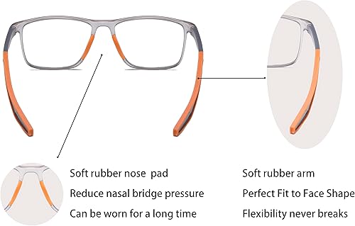 Miniatura 4 de Gafas de lectura para hombre, 2 pares, estilo deportivo, cómodas y flexibles, con bloqueo de luz azul, lectores para hombres