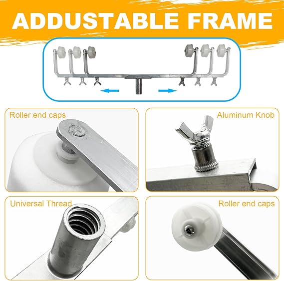 7 Pcs 18 Inch Paint Roller Kit, Microfiber Cover with Extension Pole | Adjustable Roller Frame & Paint Tray, Home Painting Brush Set for House Ceiling Wall Furniture Painting
