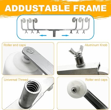 7 Pcs 18 Inch Paint Roller Kit, Microfiber Cover with Extension Pole | Adjustable Roller Frame & Paint Tray, Home Painting Brush Set for House Ceiling Wall Furniture Painting