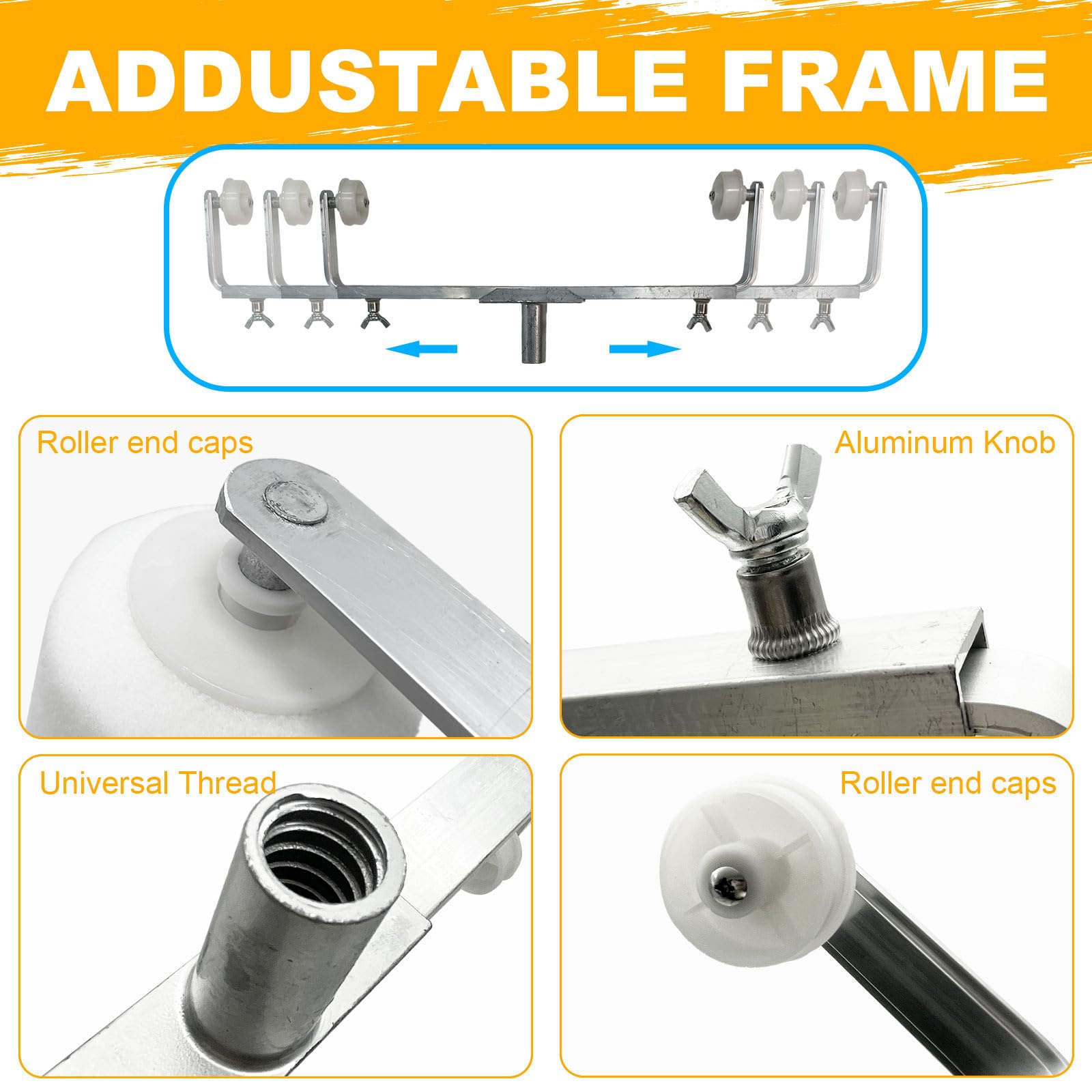 Kit de 7 rodillos de pintura, marco de rodillo de metal ajustable de 14 a 25 pulgadas, poste de extensión grueso de 2 a 4 pies, 4 cubiertas de rodillo de pintura de microfibra de 18 pulgadas, bandeja