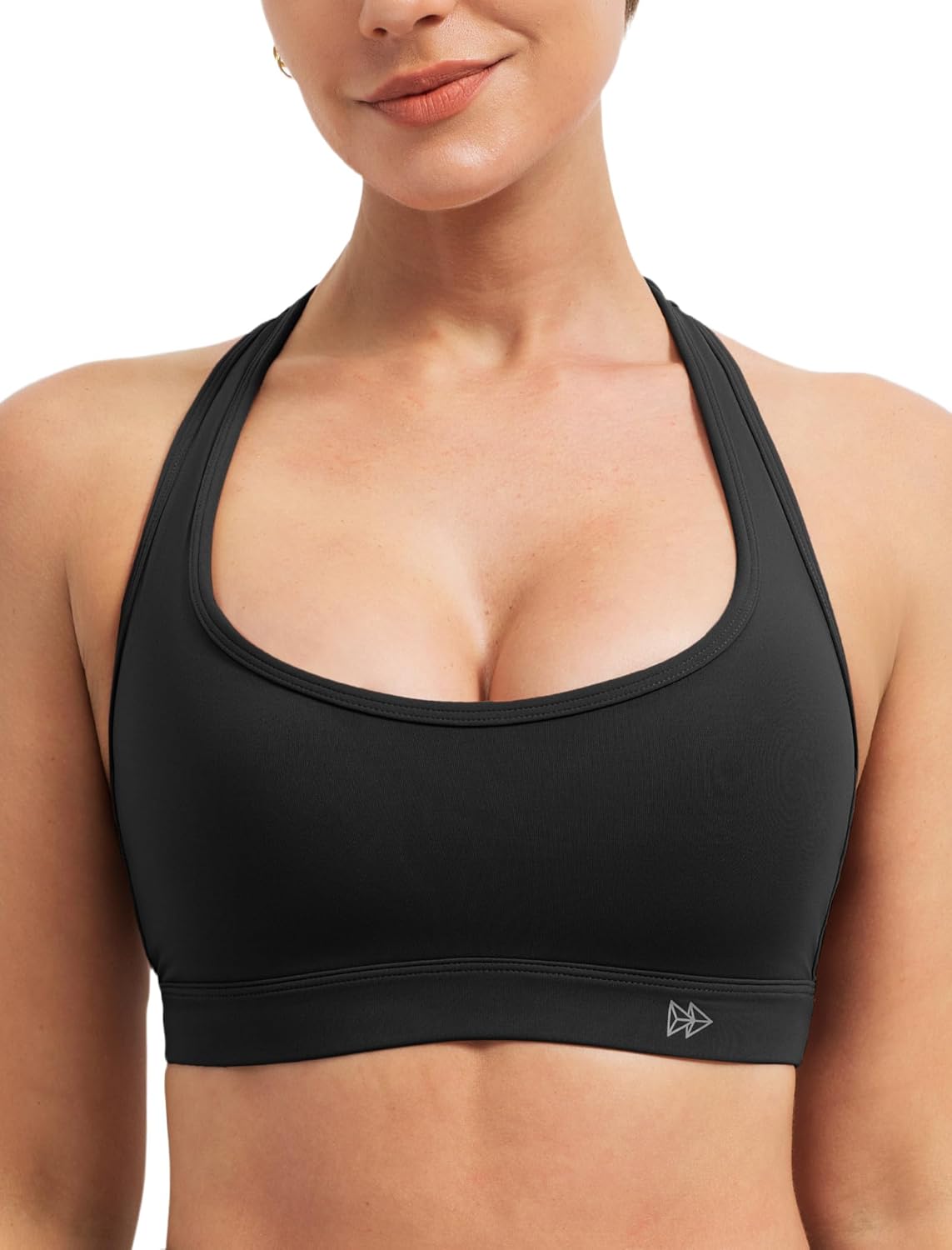 Yvette Thin Racerback Yoga Bra Light Support Sexy U Neck with Sewn-in Pads Workout Gym