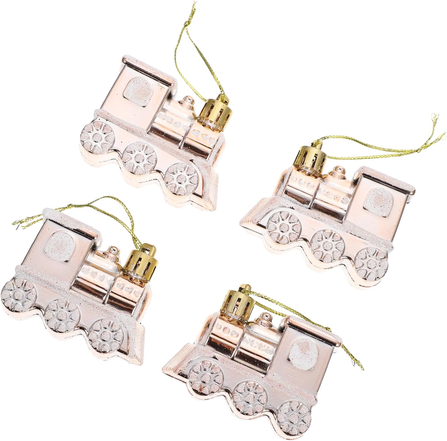 Garneck 4pcs Cartoon Train Christmas Pendants Small Gold Hanging Decor for Holiday Home Lightweight Ornaments for Shop Bar Bedroom