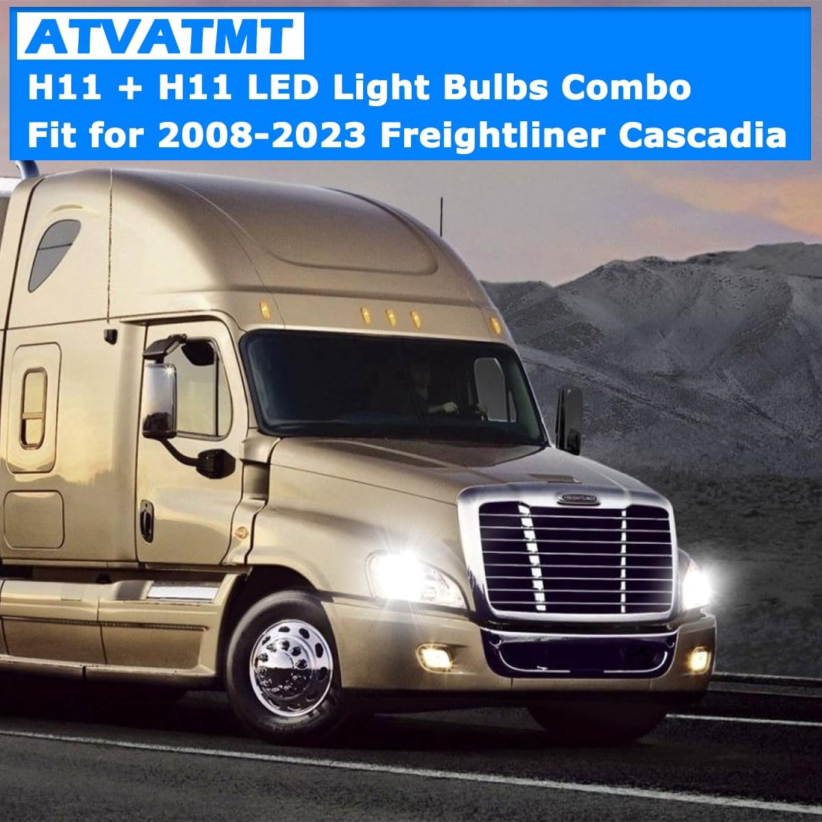LED Bulbs for Freightliner Cascadia Lights 2008-2017 2018 2019 2020 2021 2022 2023 6500K LED Lights or Fog Lights Cool White Replacement H11LL 55W Halogen Bulbs, Pack of 4