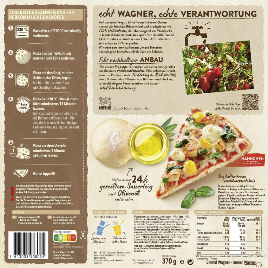Wagner Die Backfrische Pizza Hähnchen 370g x 4 Stück