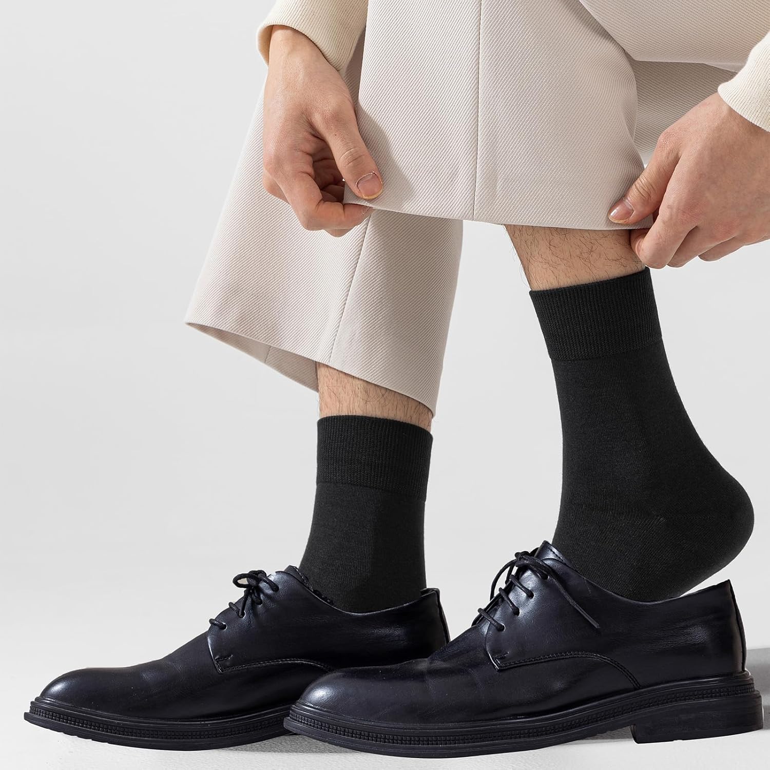 Men's Cotton Crew Socks - Breathable, Odor-Resistant Dress Socks - Business/Casual Socks 4 Pairs Sizes 6-12 - Image 5