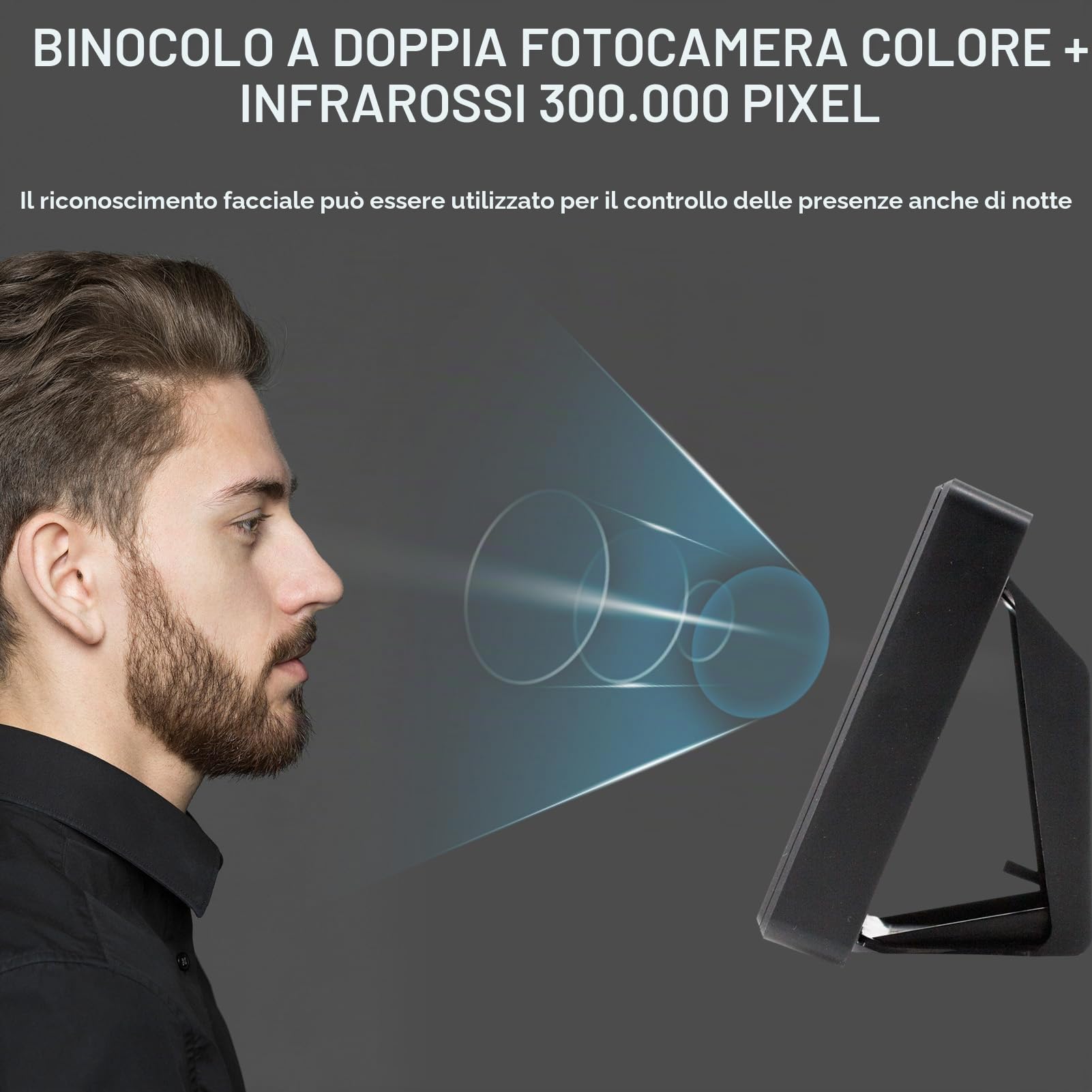 Bisofice T900 Rilevatore Presenze Dipendenti, con Scansione Facciale e impronte digitali e RFID Password, Timbratrice Presenze Prompt Vocale, Display da 2,8", per Piccole Imprese