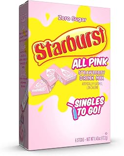 Starburst Singles To Go Zero Sugar Drink Mix, Strawberry, 6 CT Per Box (Pack of 1)