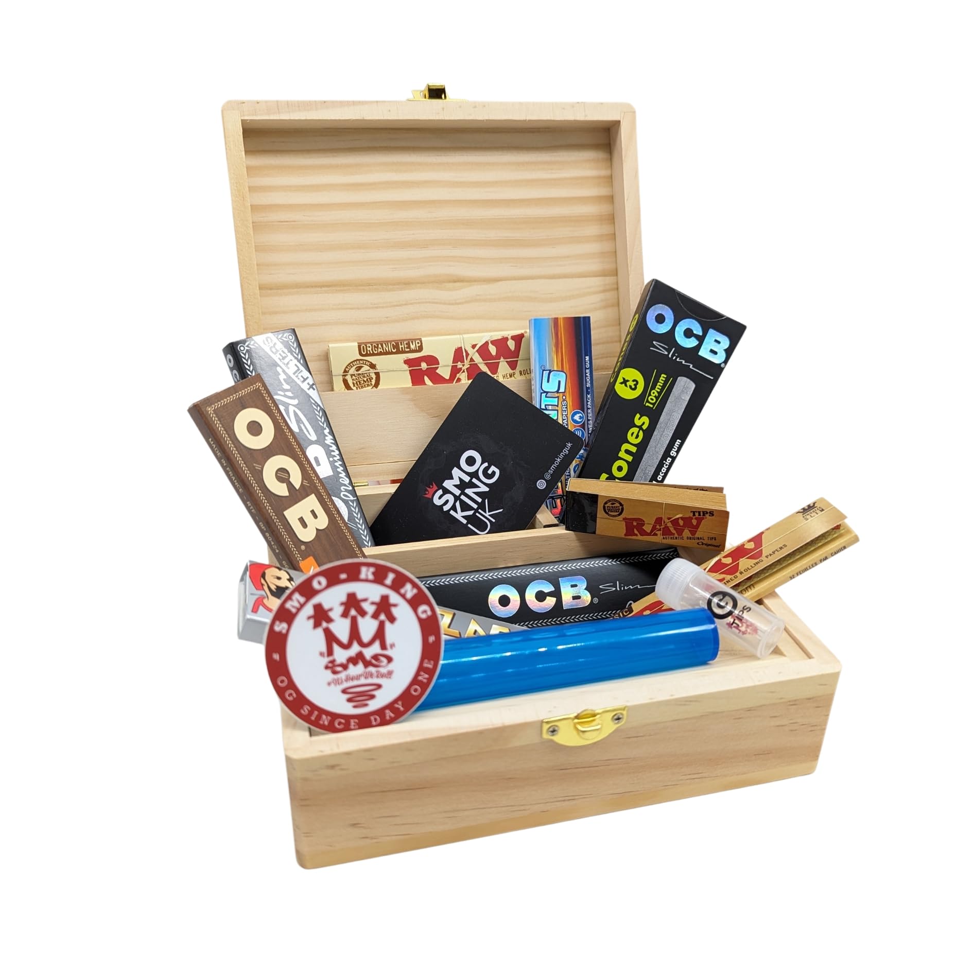 Rolling Supreme T3 Size Solid Pine Rolling Box Complete with Premium Smokers Accessories - Gift Set by SMO-King