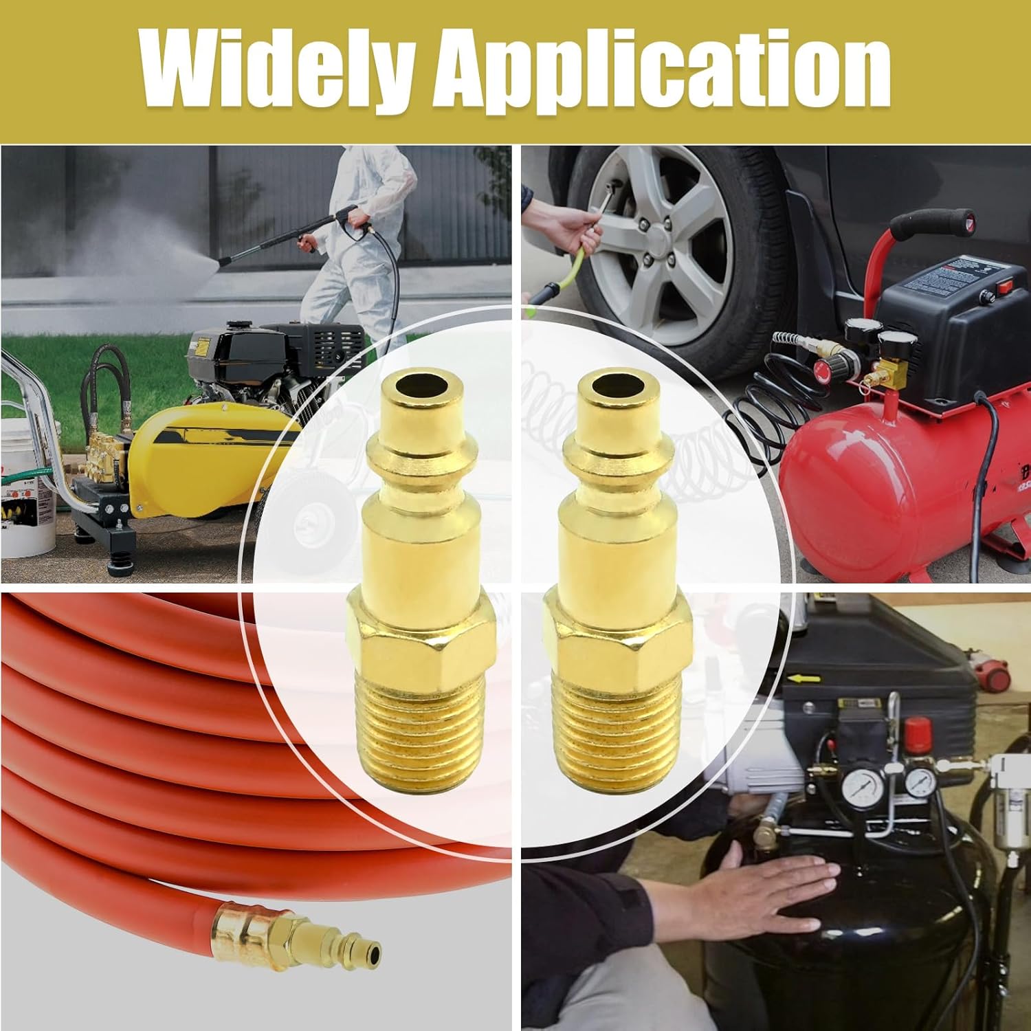 10 Pcs Brass 1/4-Inch NPT Male Industrial Air Hose Quick Connect Adapter, Air Coupler and Plug Kit, Air Compressor Fittings (20PM)
