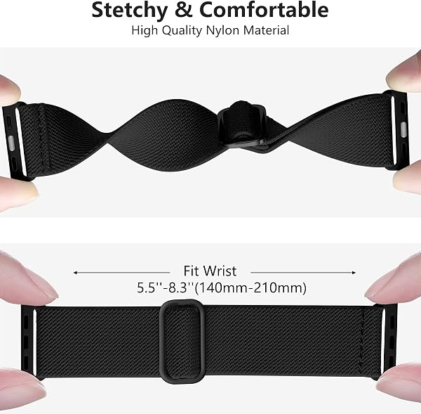 Oielai Solo Loop Straps Compatible with Apple Watch Strap 38mm 40mm 41mm 42mm 44mm 45mm 46mm 49mm, Adjustable Stretch Nylon Sport Band for iWatch Series 11 10 9 8 7 6 5 4 3 2 1 SE Ultra - 4