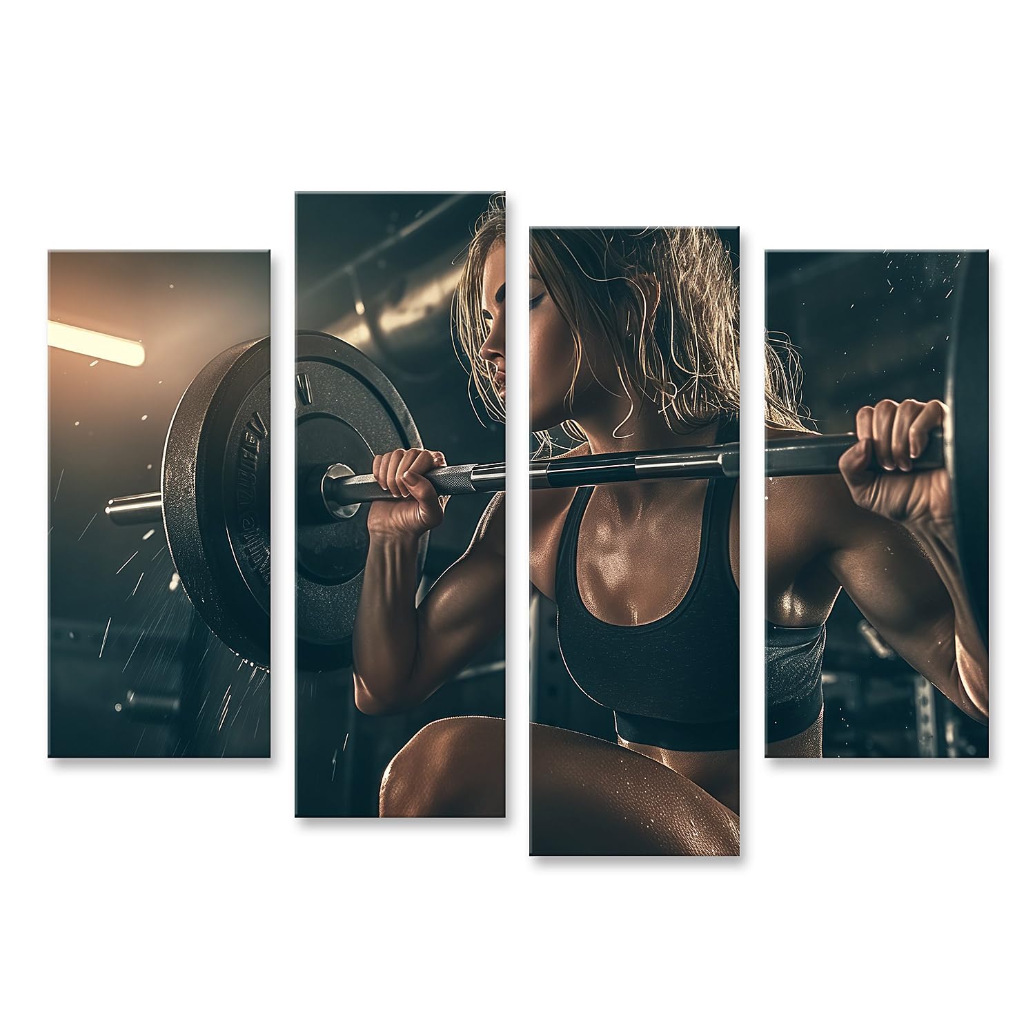 islandburner Quadro su tela Allenamento della forza di una giovane donna in palestra per gli appassionati di fitness palestra Immagini murali poster