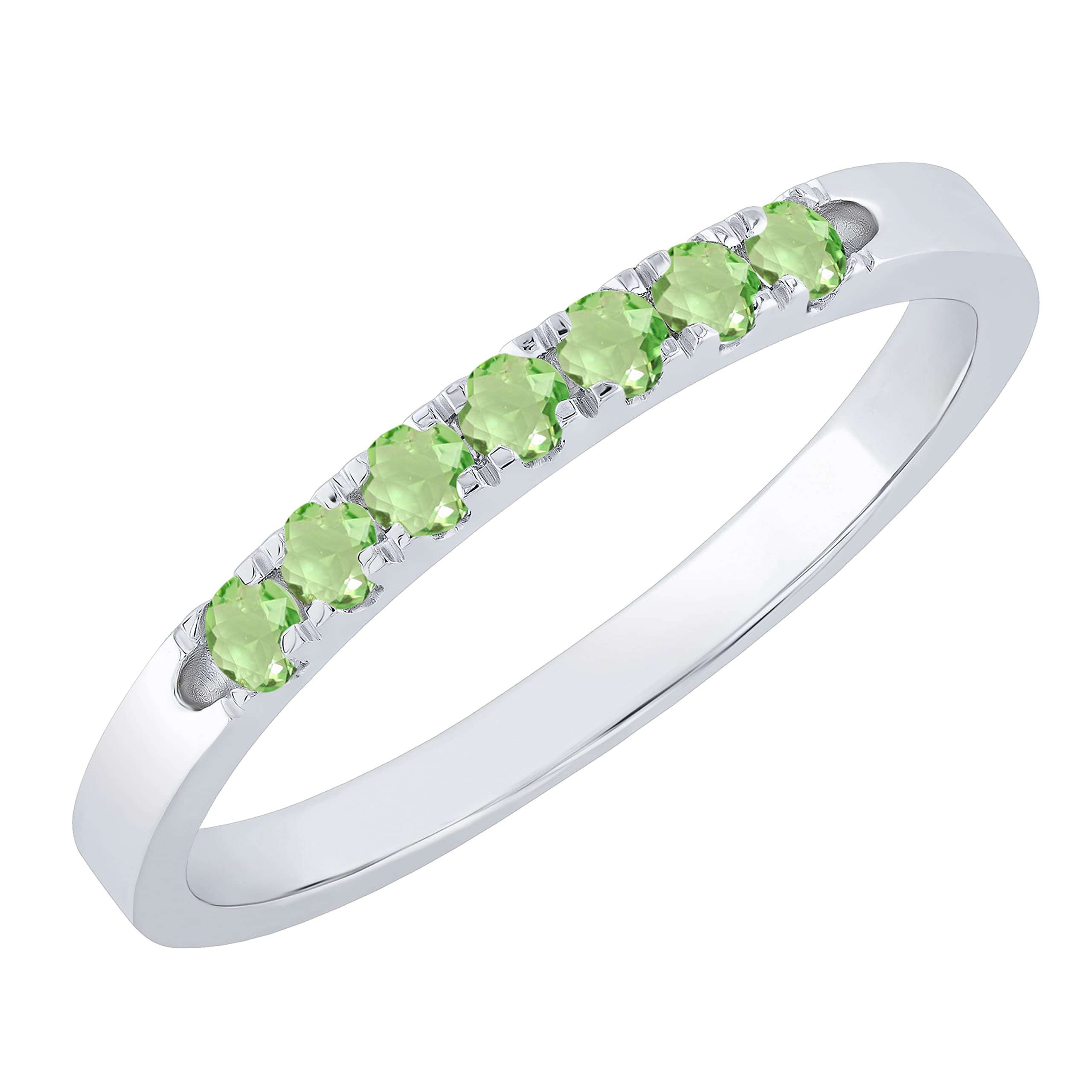 Dazzlingrock Collection Alianza de compromiso de aniversario apilable de piedras preciosas o diamantes para ella, plata de ley 925