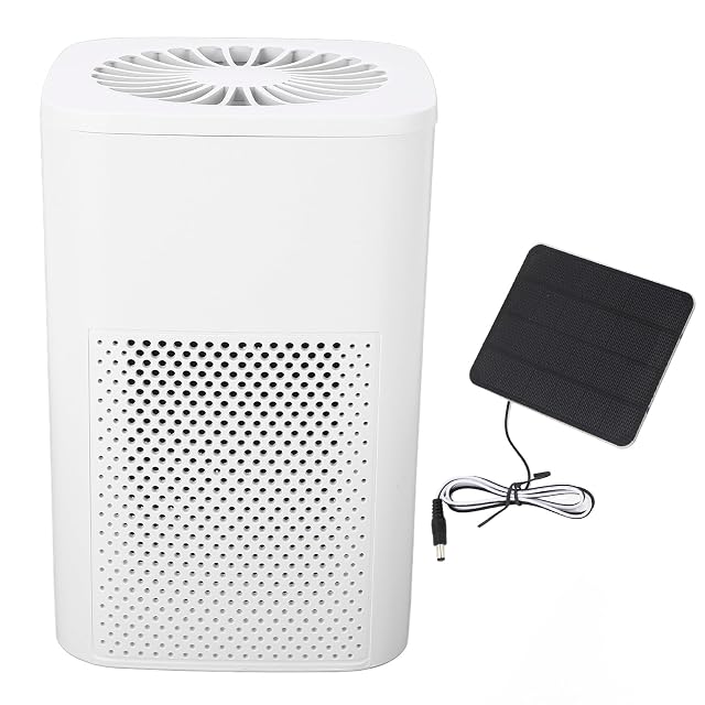 Air Purifier Solar Powered with HEPA Filter for Pet Dander Smoke Dust Allergens in Bedroom Living Room Office