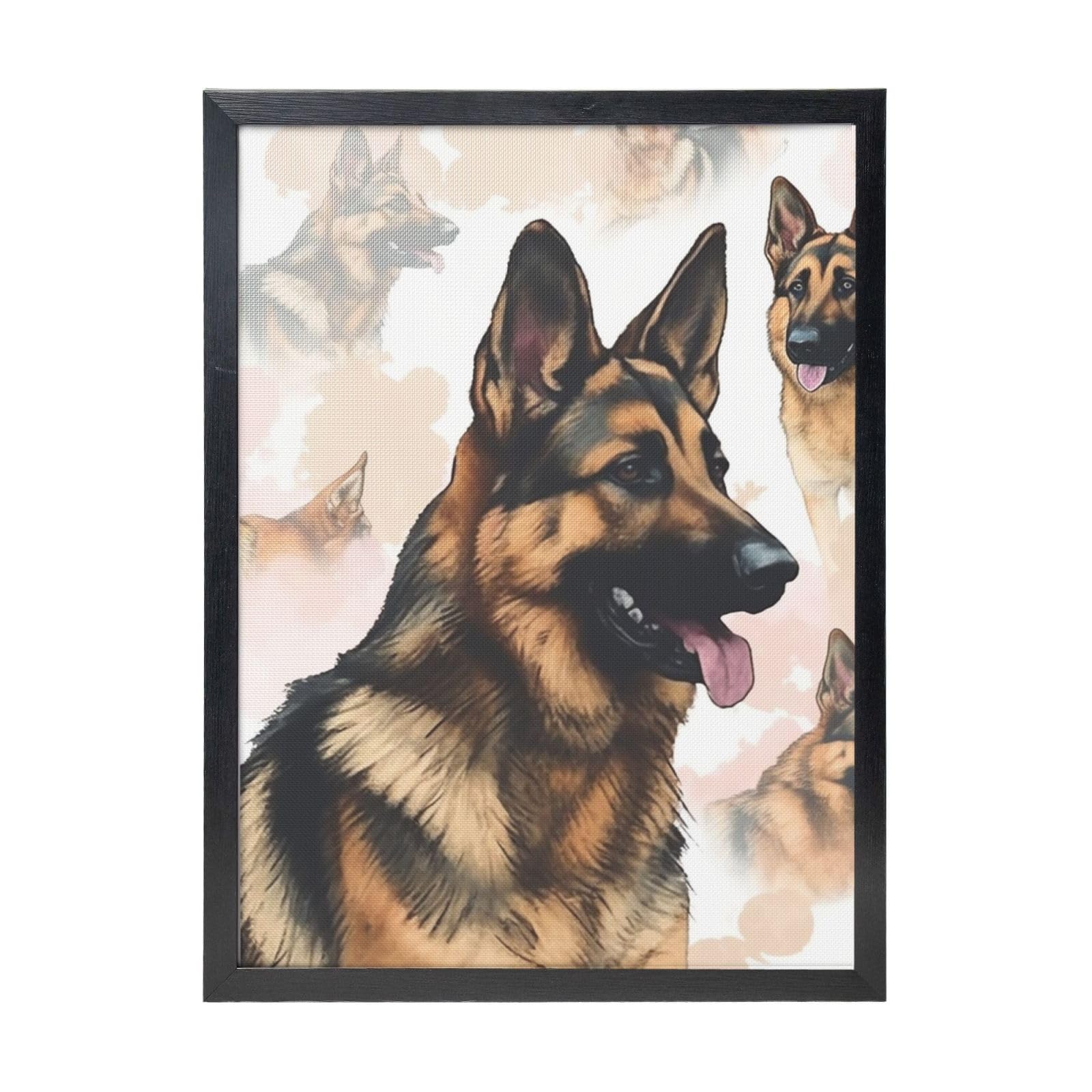Framed Wall Art - Decorative Canvas Painting German Shepherd Dog Lovers Pictures Poster Aesthetic Modern Prints Artwork for Bedroom Office Wall Decor Ready To Hang 12x16 in