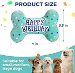 PrimePets Jouets d'anniversaire de chien, Jouets en peluche pour chiens, Accessoires de fête pour chiens d'Anniversaire, Jouet à mâcher de chien farci pour petits grands chiens moyens (os)