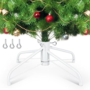 Christmas Tree Stand, Christmas Tree Base Replacement Length16.1, Dia 1.25" for Artificial Trees up to 2-7 FT Heavy Duty Folding Christmas Tree Stands White