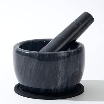 Marble Heavy Duty Mortar and Pestle Natural Marble Mortar and Pestle Set for Gourmet Cooking & Spice Grinding Make Fresh Guacamole, Salsa, Pesto, Stone Grinder Bowl 7oz
