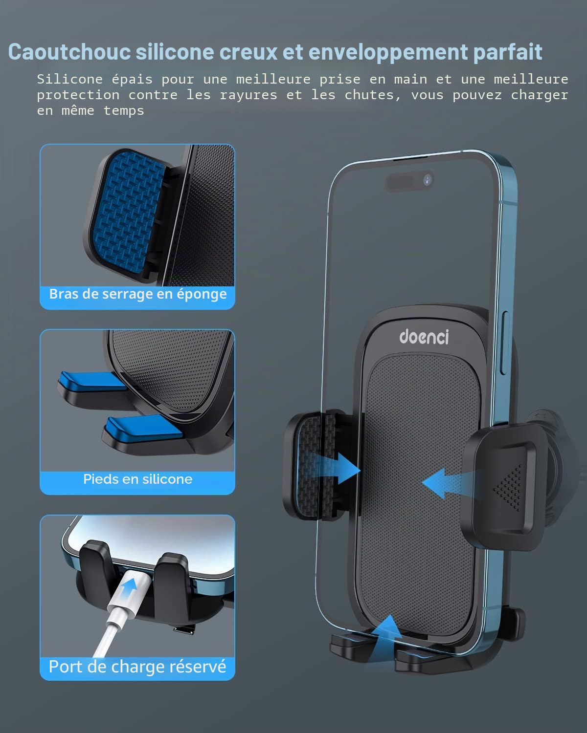 Support Téléphone Voiture [Clip de Qualité Militaire] pour Smartphone 4-7", Accroche Téléphone Rotatif à 360° – Compatible iPhone 16/15/14/13 Pro Max, Samsung/Xiaomi/Huawei