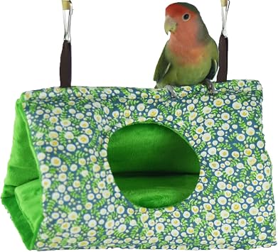 Large Winter Warm Bird Nest House Cockatiel Bed for Cage Hanging Hammock | Fluffy Parrot Bedding Snuggle Hut with Pad,Parakeets House Sleeping Hideaway,Small Medium Parrots Lovebirds Quaker