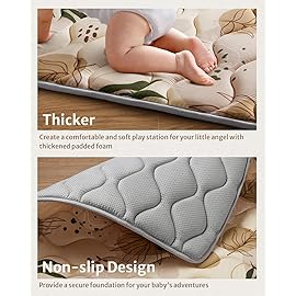 Blissful Diary Baby Play Mat, 59x59 Thick and Larger Soft Cushioned Foam Mat for Floor, Non-Slip Washable Playmat for Toddlers, Earth Tones Design