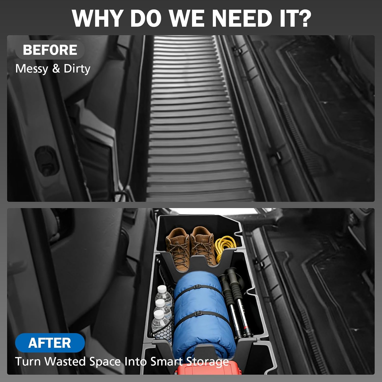 Under Seat Storage for Honda Ridgeline 2017-2026, Custom Fit Rear Underseat Organizer Box for Ridgeline Crew Cab, Heavy Duty Waterproof Truck Storage with Dividers