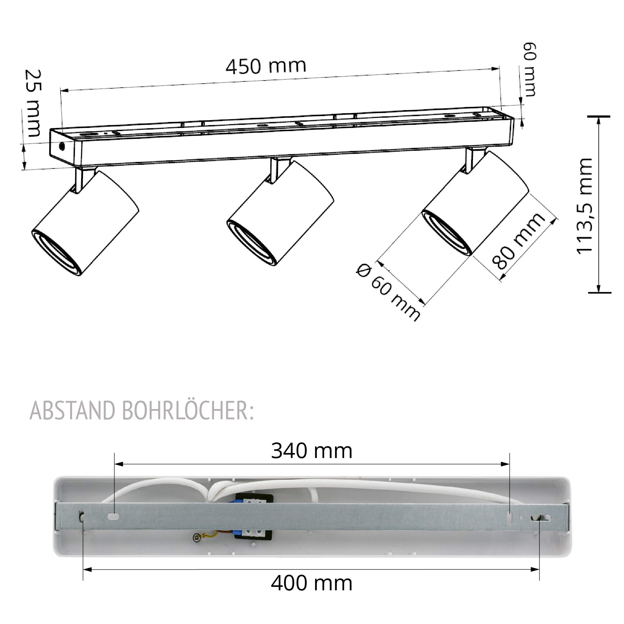TENJO Deckenstrahler 3 flammig weiß LED GU10 2W warmweiß drehbar schwenkbar 230V