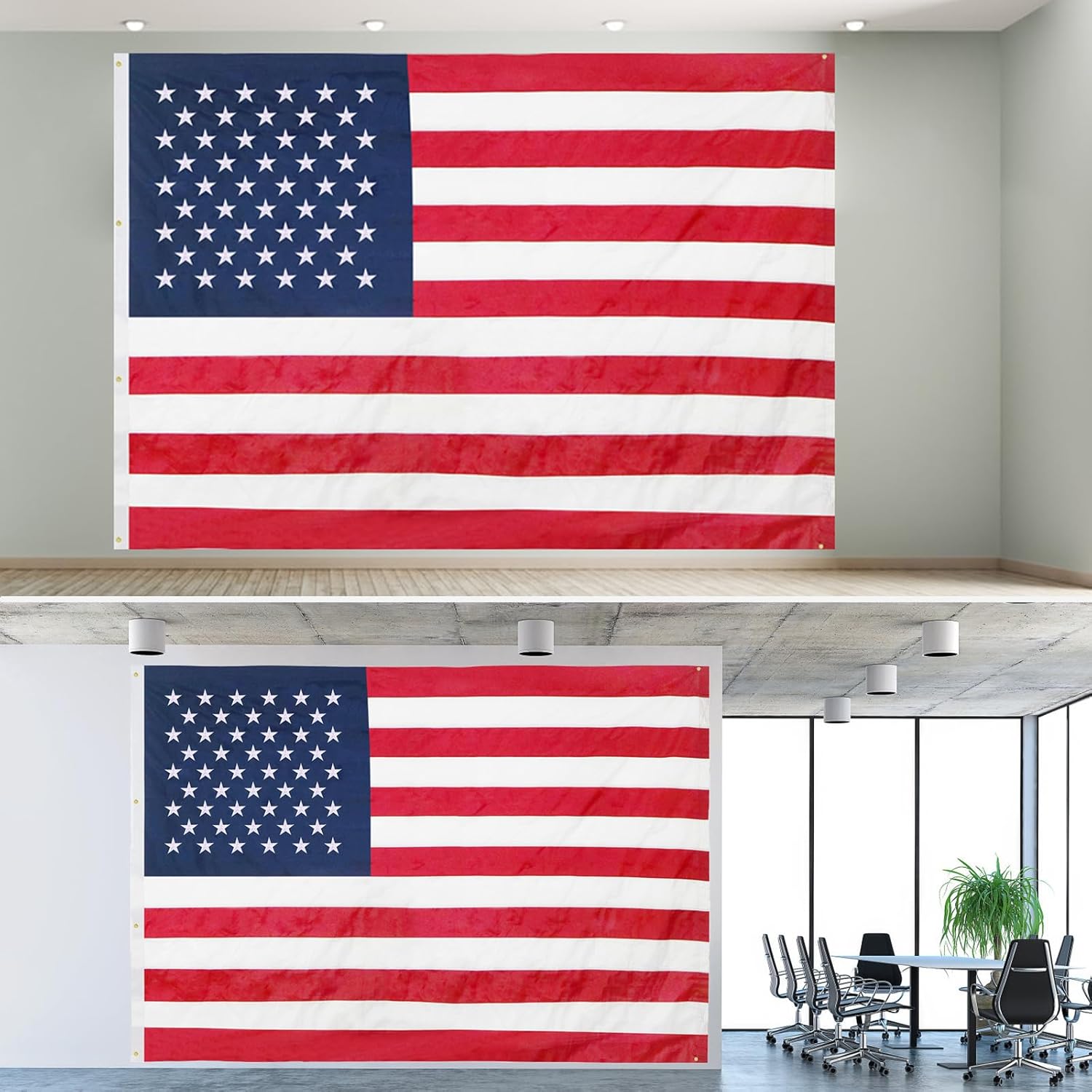 American Flag 8x12 Ft, Multipurpose Large US Flaga, 6 Brass Grommets, Embroidered Stars, Sewn Stripes, Outdoor Heavy Duty Standard US Flaga, Bedroom, Room, Indoor Hanging American Flag For Wall