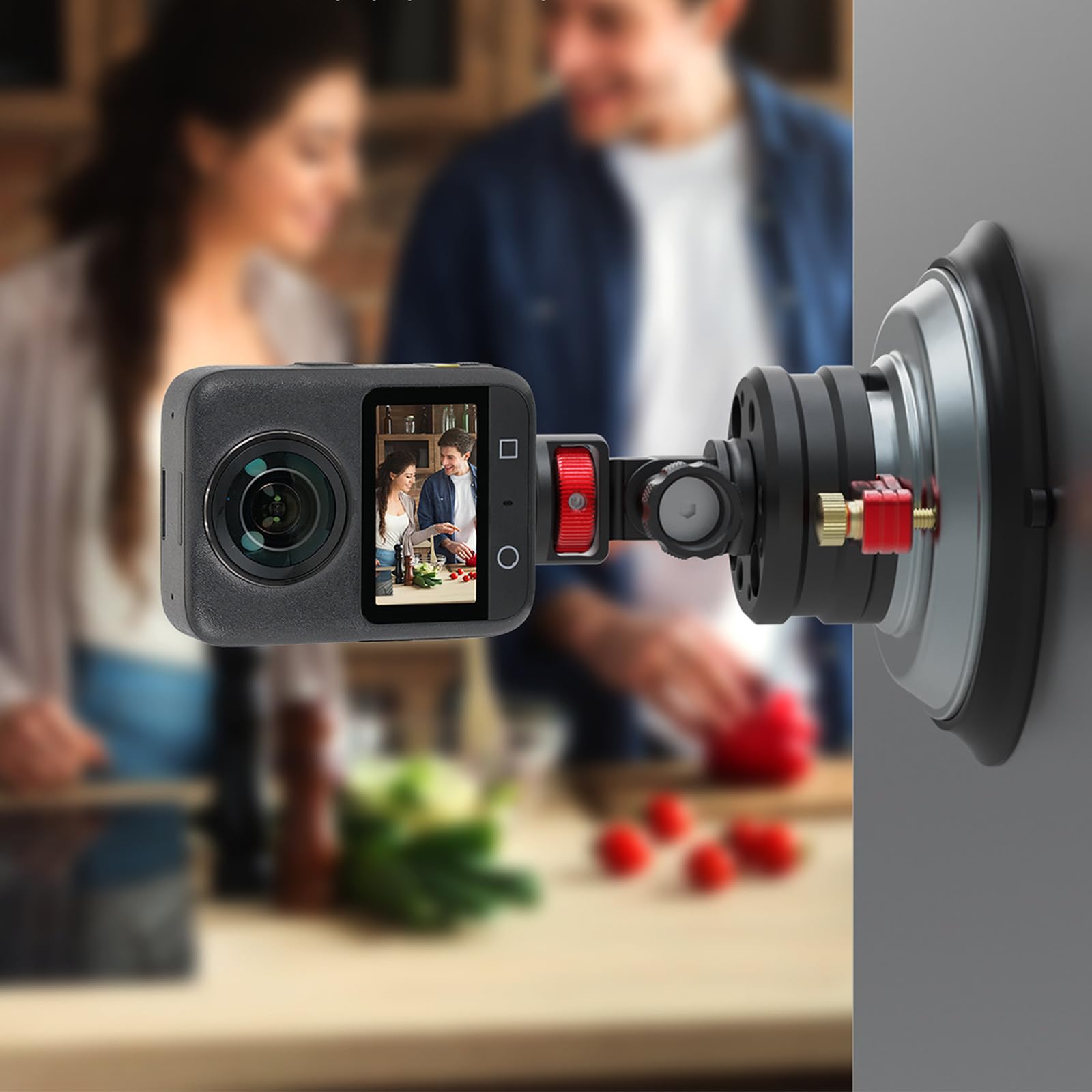 Soporte de cámara de coche ajustable de 360 grados con base de aleación y succión de vacío para soporte estable de video para cámaras de acción