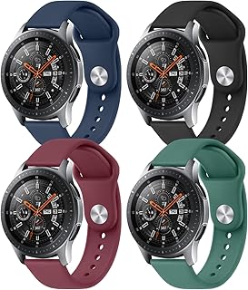 Meliya Bands for Samsung Galaxy Watch 46mm Bands for Women Men, 22mm Adjustable Soft Silicone Sport Strap Replacement Band for Samsung Galaxy Watch 46mm 4Pack(NavyBlue+Black+WineRed+Green)