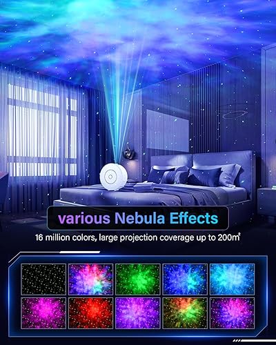 Miniatura 3 de DOWILLDO Proyector Smart Star Galaxy, luz nocturna de nebulosa con aplicación inteligente y control de voz y botón, 16 millones de colores y modo