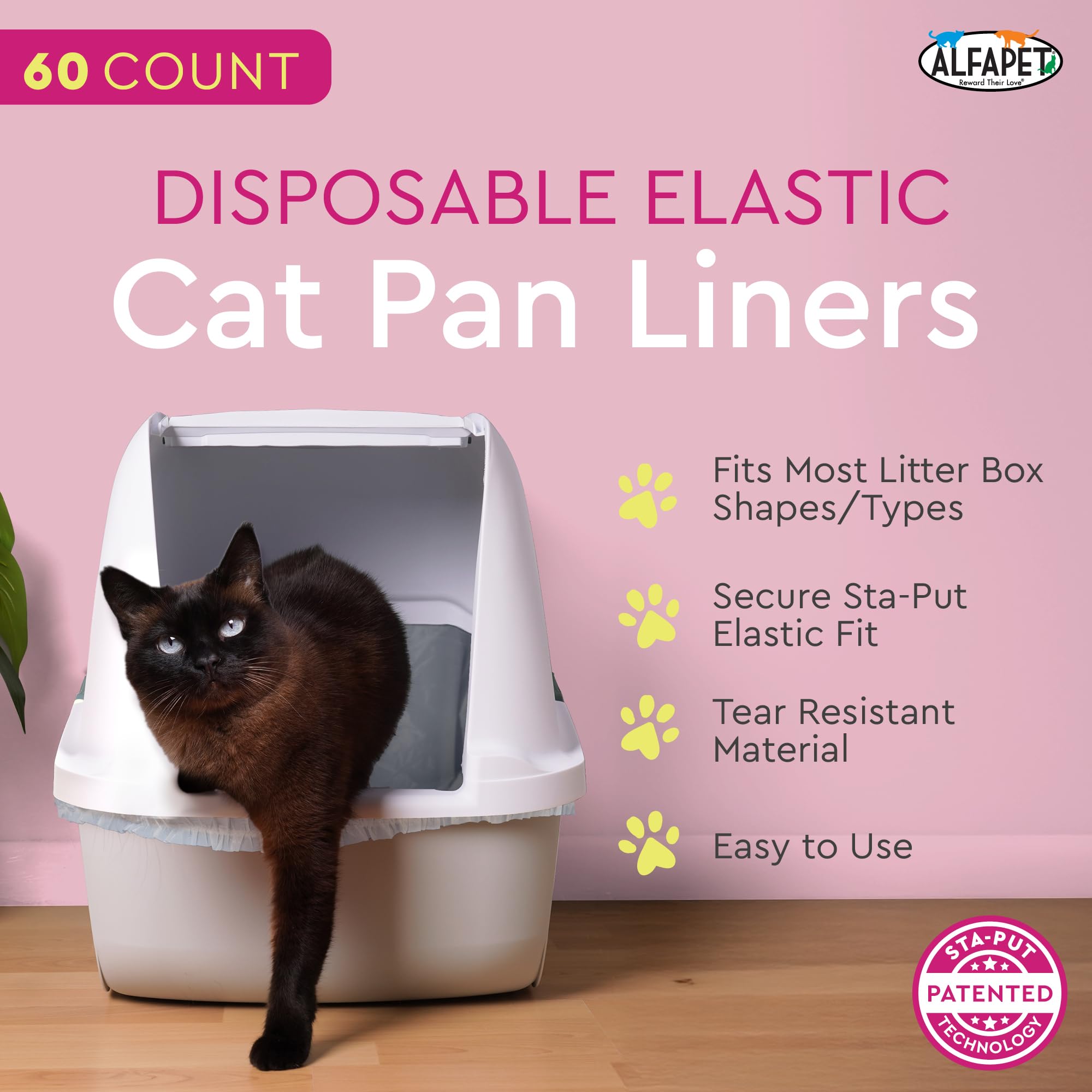 Alfapet Kitty Lot de 10 bacs à litière jetables pour chat avec technologie Sta-Put