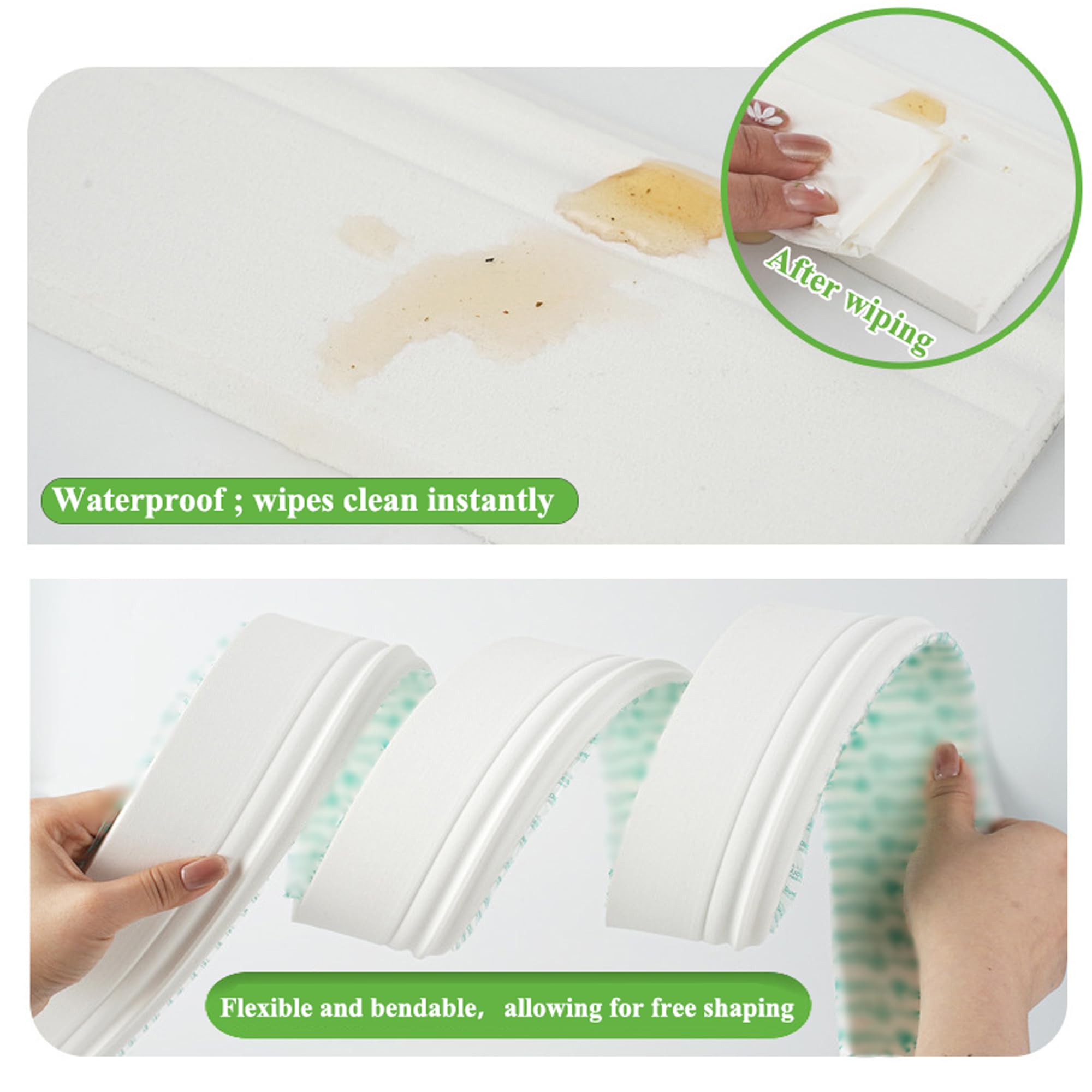 Rodapié Flexible Blanco EVA Autoadhesivo Cinta Protectora Curva Base Pared