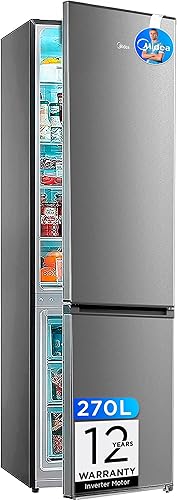 Midea Frigorifico Combi No Frost | 55 cm ancho x 180 cm | Inox | 270L de Capacidad - Nevera Libre Instalación con Congelador Vertical - Refrigerador de Bajo Consumo con Sistema Multi Air Flow