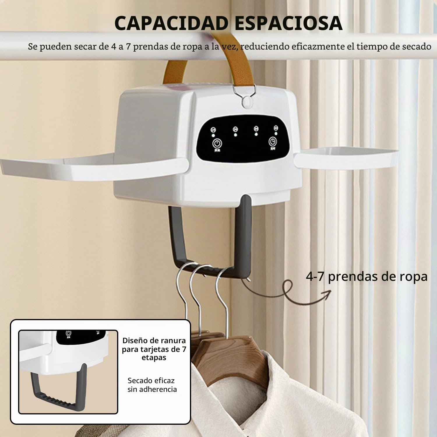 Secadora de ropa portátil, 600 W, plegable, minimáquina de secado con bolsa de secado, secadora de aire caliente eléctrica pequeña con secado de 360°, diseño de ranura de 7 niveles, mini secadora para