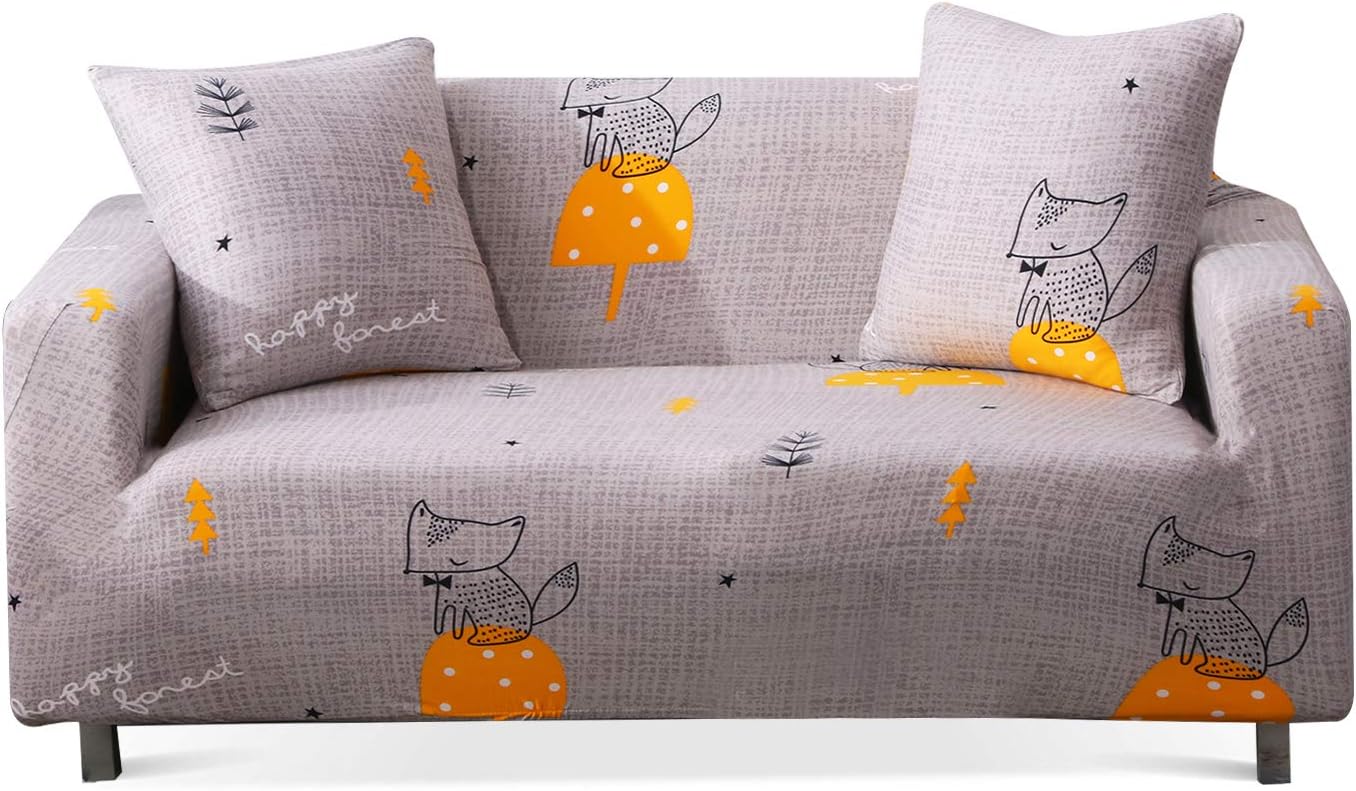 Travan Printed Sofa Cover Stretch Sofa Slipcover Spandex Couch Cover Stylish Couch Furniture Protector for 3 Cushion Couch with Two Free Pillowcases