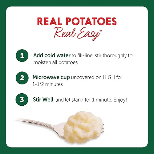 Vista 5 de Idahoan Puré de papas instantáneo con ajo asado en taza de 1.5 oz, (24 unidades)