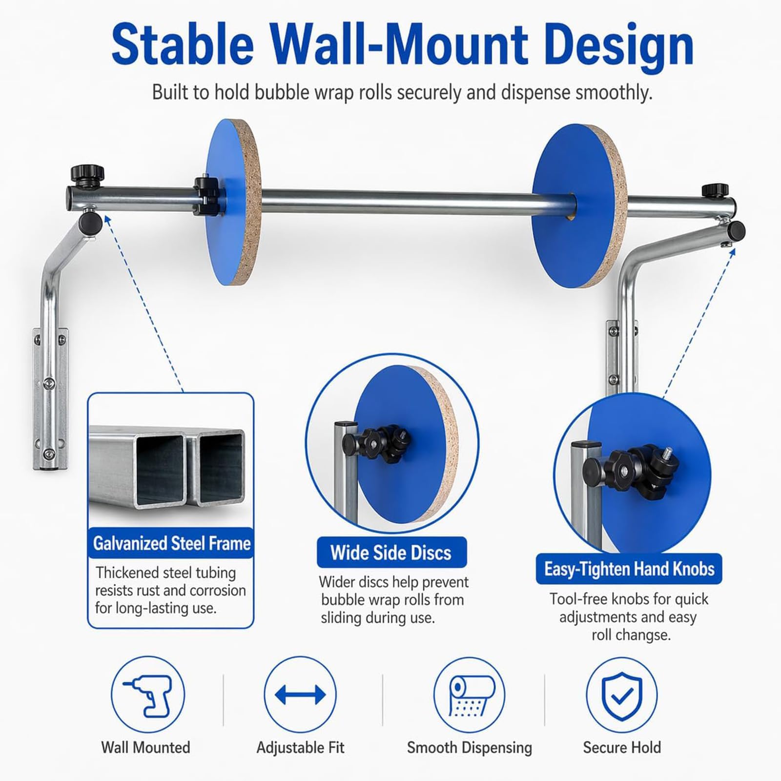 Distributeur Mural De Rouleau De Film À Bulles, Support De Rangement, Gain De Place, Protection Et Calage Demballage, Idéal pour Les Déménagements, Lexpédition Et Lemballage 40cm