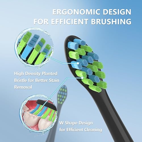 Miniatura 5 de Cabezales de repuesto para cepillos de dientes eléctricos 7am2m AM101AM105, paquete de 10, color negro