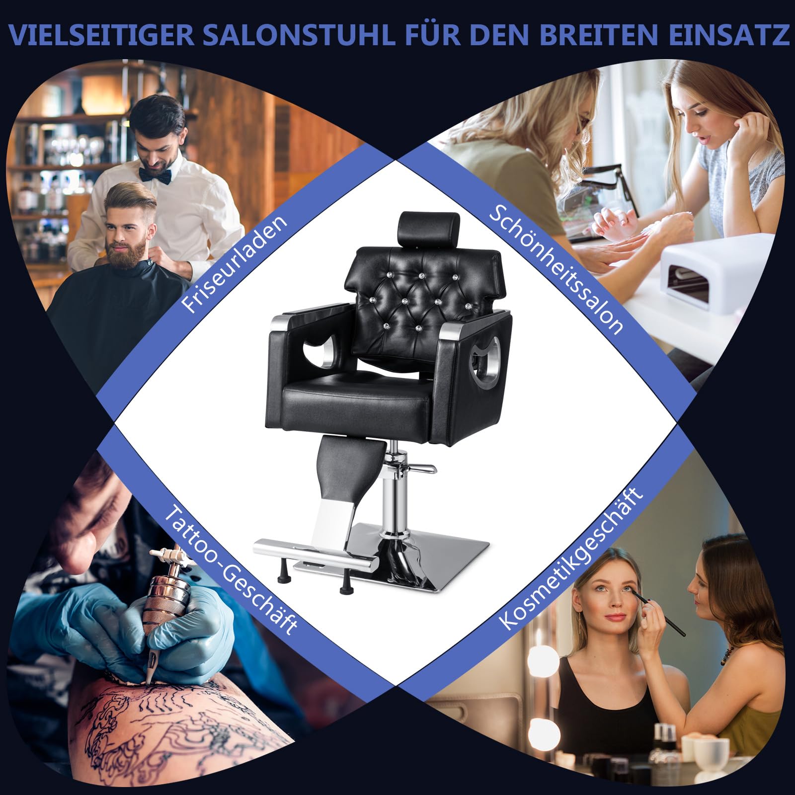 COSTWAY Friseurstuhl höhenverstellbar, Friseursessel 90° - 137° neigbar, Barberstuhl mit gepolsterter Rückenlehne, verstellbare Kopfstütze & Hydraulikpumpe, Barbersessel 150 kg belastbar, Schwarz