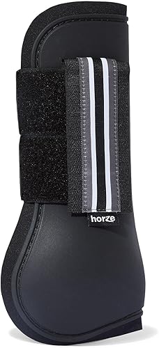 Miniatura 2 de HORZE Adepto Open Front Tendon Boots  Carcasa duradera con forro de neopreno - Negro - Caballo